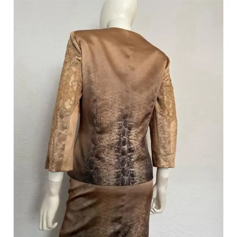 NWT Satin Skirt‎ Suit 3Pc Set Blazer/Top/Skirt Formal Lined Long Sleeves